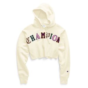 Champion Logo Cropped Hoodie
